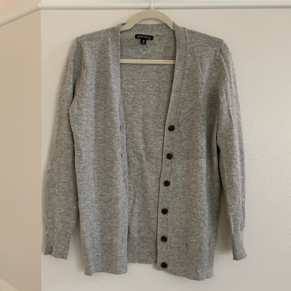 JCREW Mercantile Women’s Light Grey wool blend cardigan with buttons, size XS.